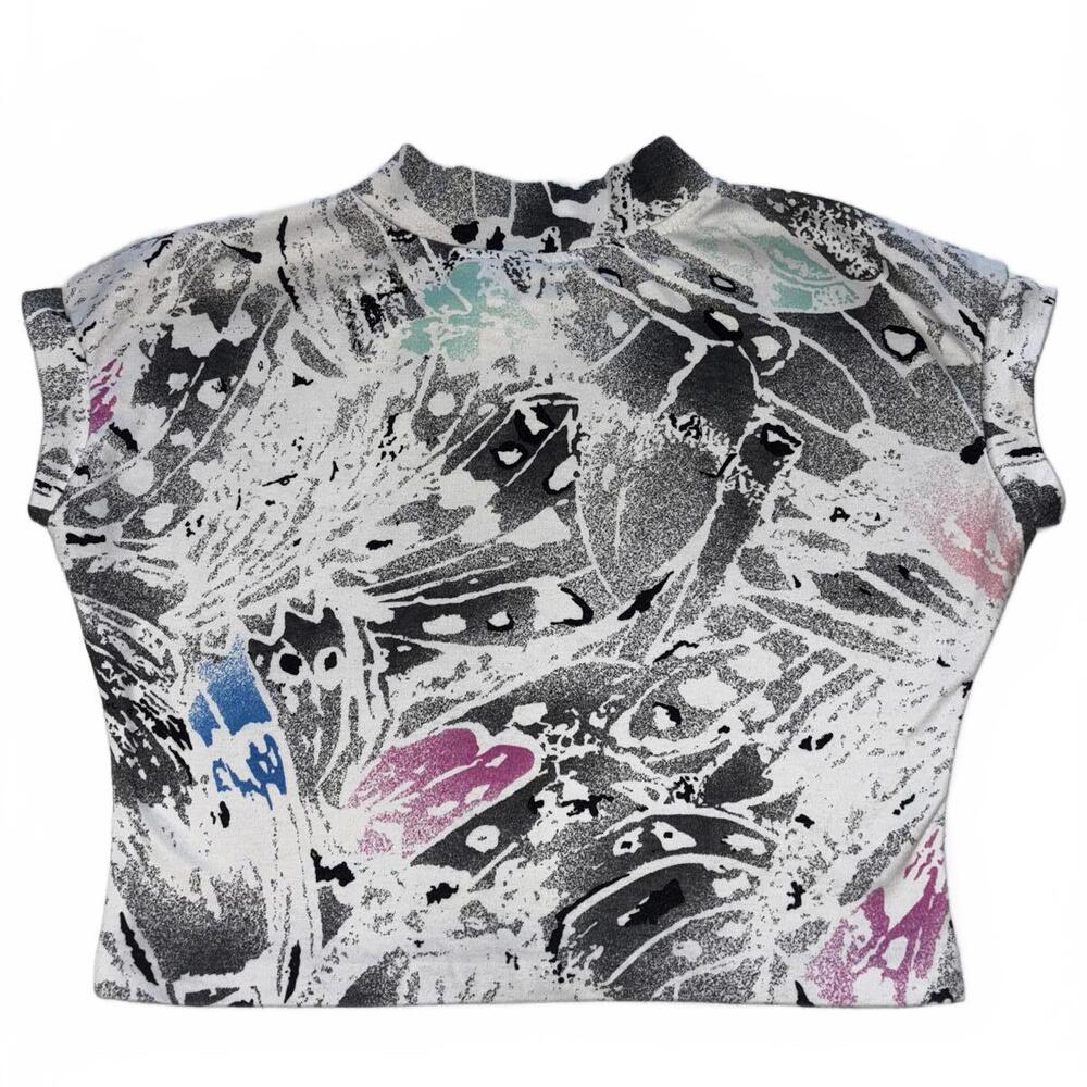 Soffe Vintage Butterfly Print Cropped Top - Size Medium